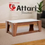 Attari Angled Leg Wooden Coffee Table White Glass Top
