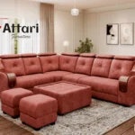 Attari Brick Red L Shaped Corner Sectional Sofa