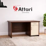 Attari Dark Brown Desk with White Right Drawer Cabinet