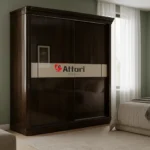 Attari Dark Brown Sliding Door Wardrobe Beige Band