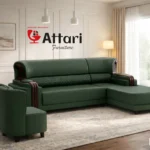 Attari Dark Olive Green Leatherette L Shaped Sofa