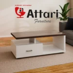 Attari Dark Wood & White Coffee Table One Drawer