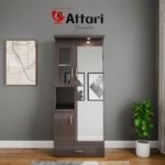 Attari Dark Wood Dressing Table Tall Mirror Glass Cabinet