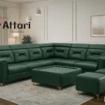 Attari Emerald Green Leatherette L Shaped Sofa