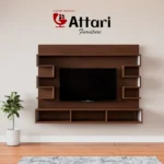 Attari Floating Wooden TV Backpanel Zigzag Shelves