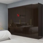 Attari Glossy Dark Brown Six Door Wardrobe