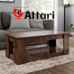 Attari Glossy Walnut Coffee Table Open Shelf