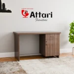 Attari Grey Wood Study Desk with Right Drawer Cabinet