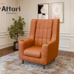 Attari High Back Wing Chair Tan Leatherette