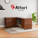 Attari L Shaped Medium Brown Executive Desk Cabinet