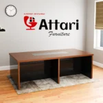 Attari Large Wooden Conference Table with Glass Insert