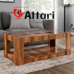 Attari Light Wood Coffee Table Three Glass Inserts
