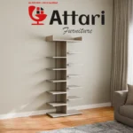 Attari Light Wood Tree Display Shelf Offset Compartments