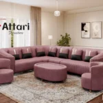 Attari Mauve U Shaped Sectional Corner Sofa Set