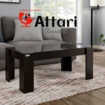 Attari Minimalist Black Coffee Table Tempered Glass Top
