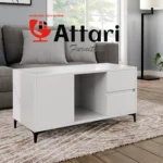 Attari Minimalist White Coffee Table Sliding Panel