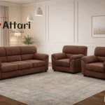 Attari Modern Brown Fabric Sofa Set