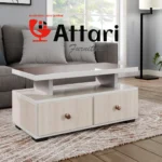 Attari Modern Coffee Table White Wood Floating Top
