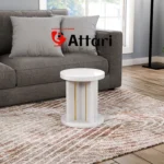 Attari Round White Side Table Pillar Pedestal Base
