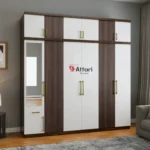 Attari Six Door Dressing Wardrobe White & Dark Wood