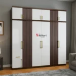 Attari Six Door Wardrobe White & Dark Wood with Loft