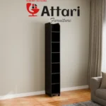 Attari Tall Black Display Tower Shelf Seven Compartments