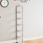 Attari Tall White Corner Display Shelf with Metal Pole