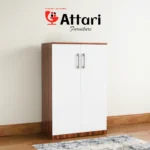 Attari Tall Wood & White Two Door Shoe Cabinet