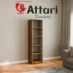 Attari Tall Wooden Bookcase Display Shelf Five Compartments