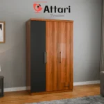 Attari Three Door Wardrobe Wood & Matte Black