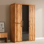 Attari Three Door Wardrobe Wood & Mirror Door