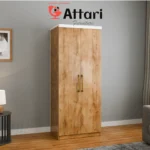Attari Two Door Light Wood Wardrobe White Top
