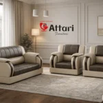 Attari Two Tone Brown & Beige Leatherette Sofa