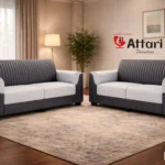 Attari Two Tone Dark Grey & White Fabric Sofa