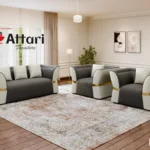 Attari Two Tone Dark Grey & White Flared Armrests