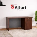 Attari Walnut Brown Office Desk Gold Handles