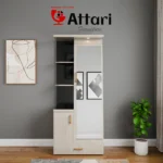Attari White & Black Dressing Table Tall Mirror Display Shelves