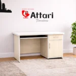 Attari White & Light Wood Study Desk Keyboard Tray