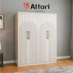 Attari White Four Door Wardrobe Arch Stripes