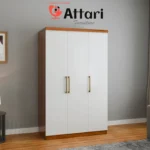 Attari White Three Door Wardrobe Wooden Frame