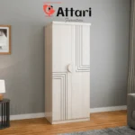 Attari White Two Door Wardrobe Circular Handle