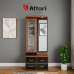 Attari Wood & Black Dressing Unit Glass Cabinet Four Drawers
