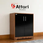 Attari Wood & Black Two Door Shoe Cabinet