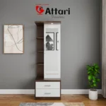 Attari Wood & White Dressing Table Tall Mirror Four Shelves