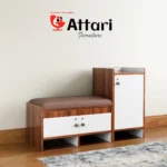 Attari Wood & White Shoe Bench Cabinet Combination