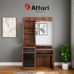 Attari Wooden Dressing Table Desk Shelves Black Drawers