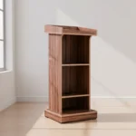 Attari Wooden Lecture Podium Stand with Shelves