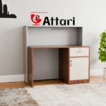 Attari Wooden Study Desk with White Hutch Bookshelf