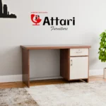 Attari Wooden Study Desk with White Right Drawer Cabinet